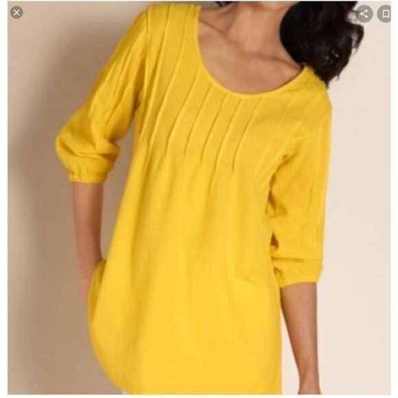 SOFT SURROUNDINGS PINTUCK GAUZE PULLOVER IN YELLOW - Picture 1 of 8
